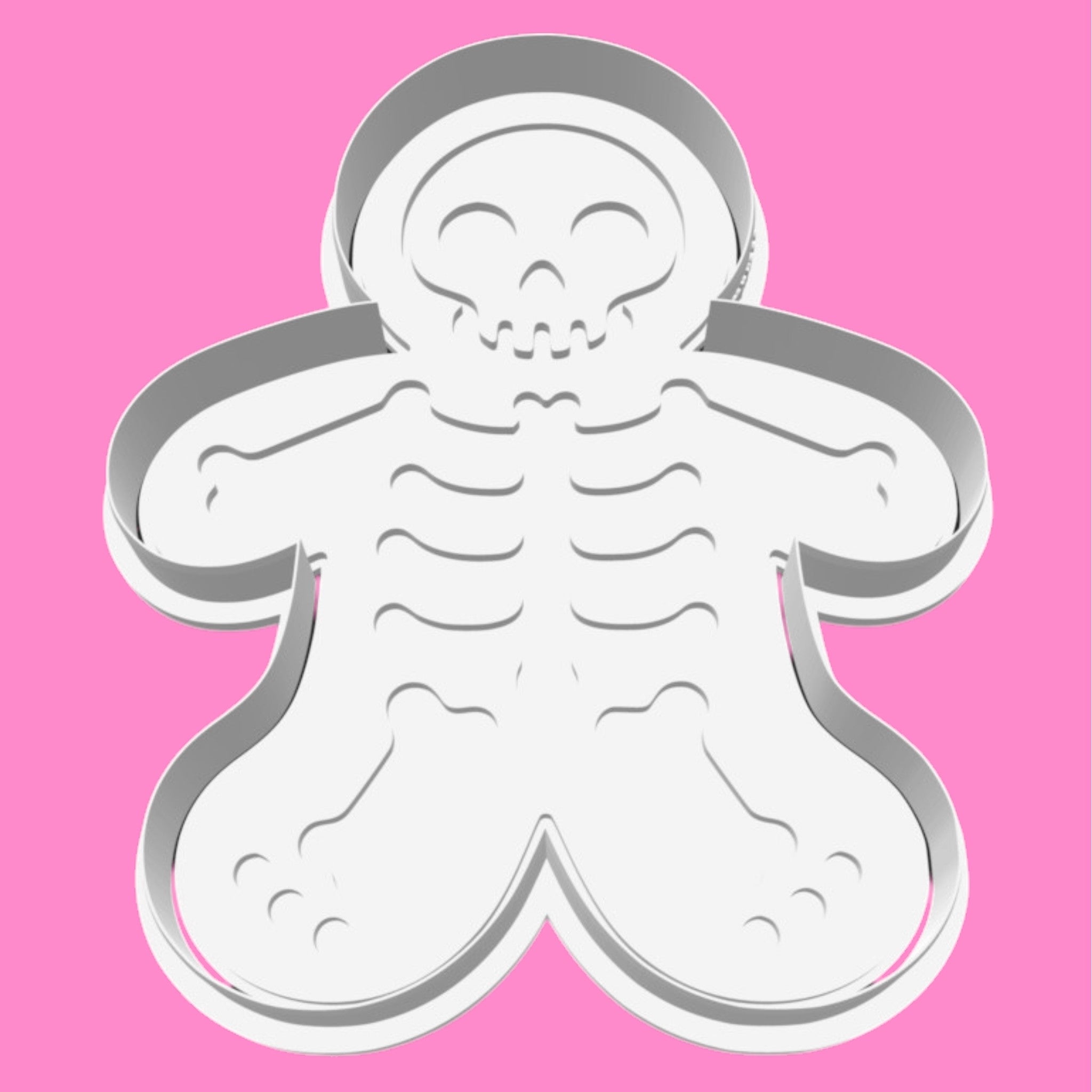 Skeleton Gingerbread Man Cookie Cutter & Embosser – Halloween Skeleton Cutter (4 Sizes)