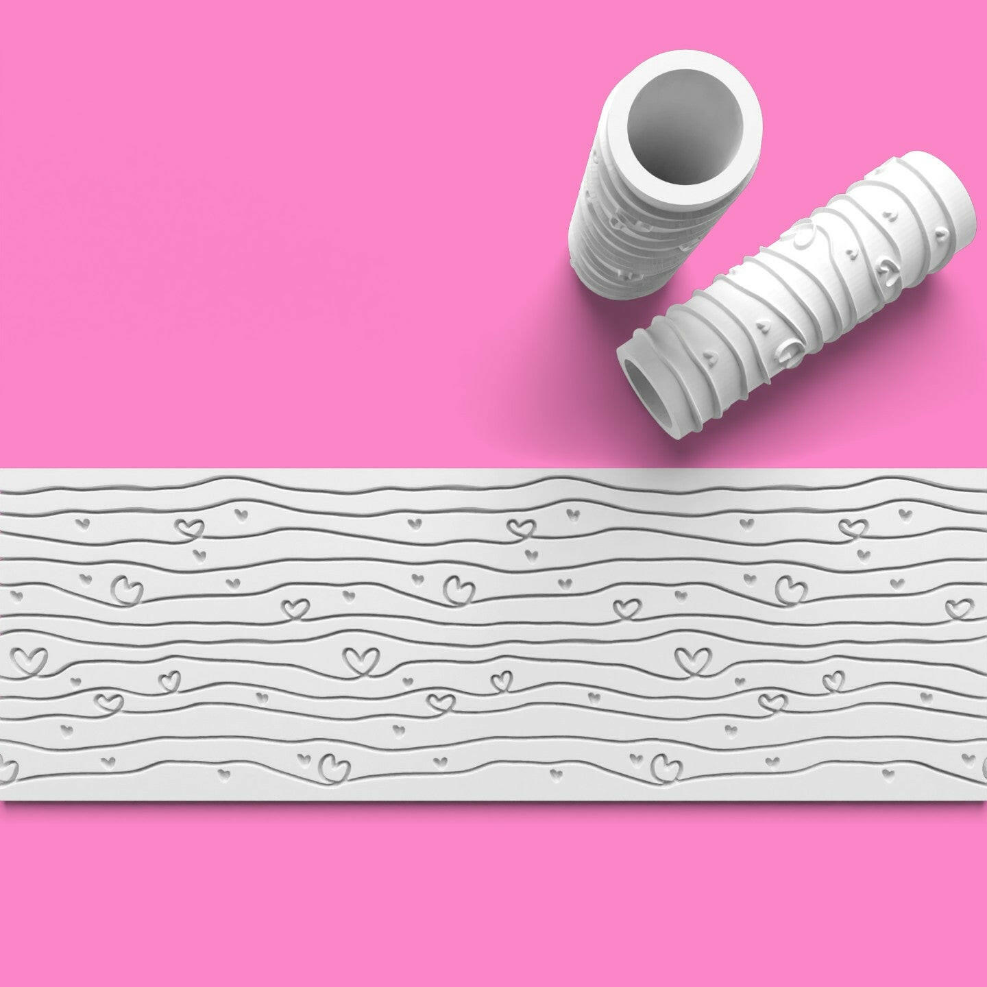 Heart Textured Roller for Fondant Polymer Clay Etc.