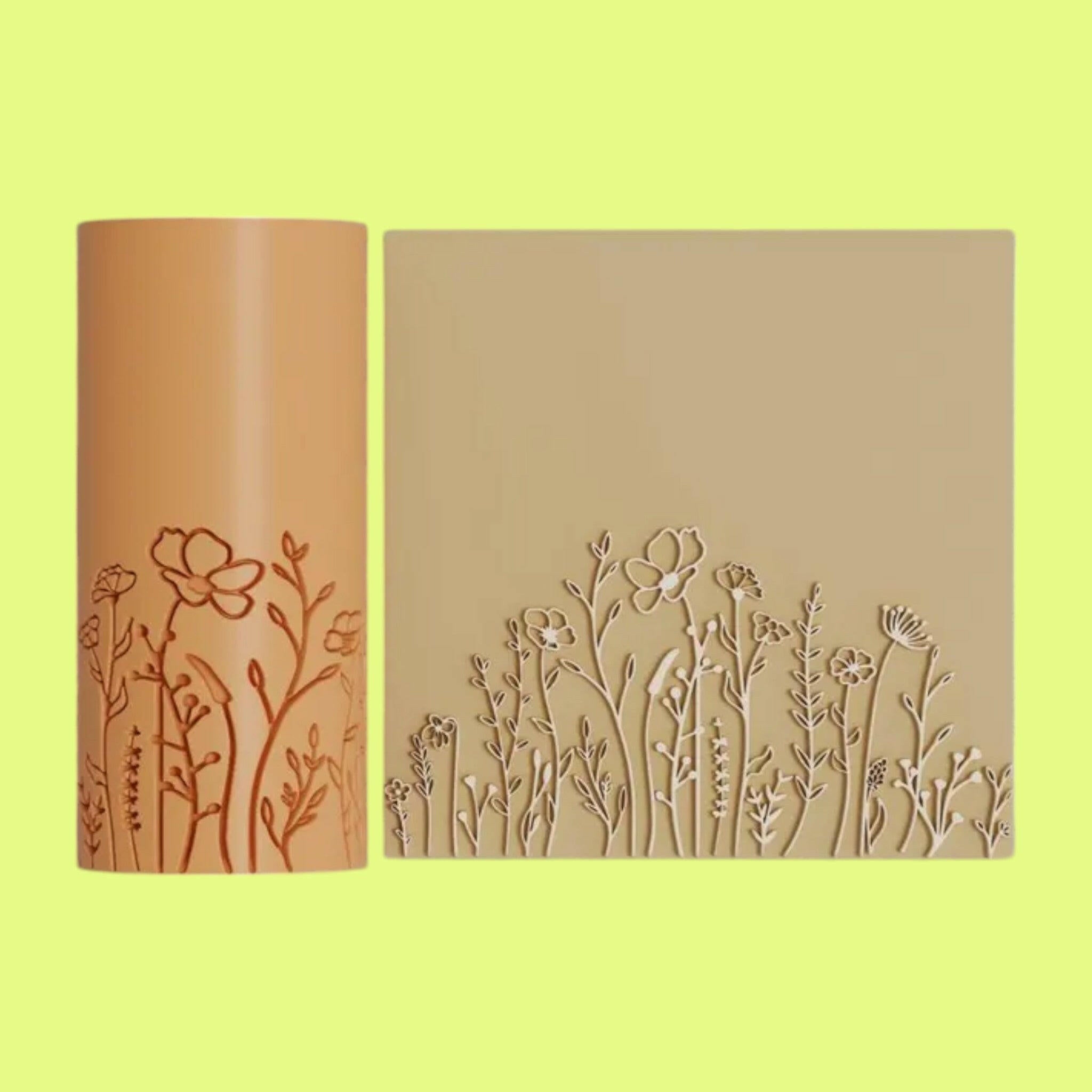 Wildflower Textured Roller for Fondant Polymer Clay.
