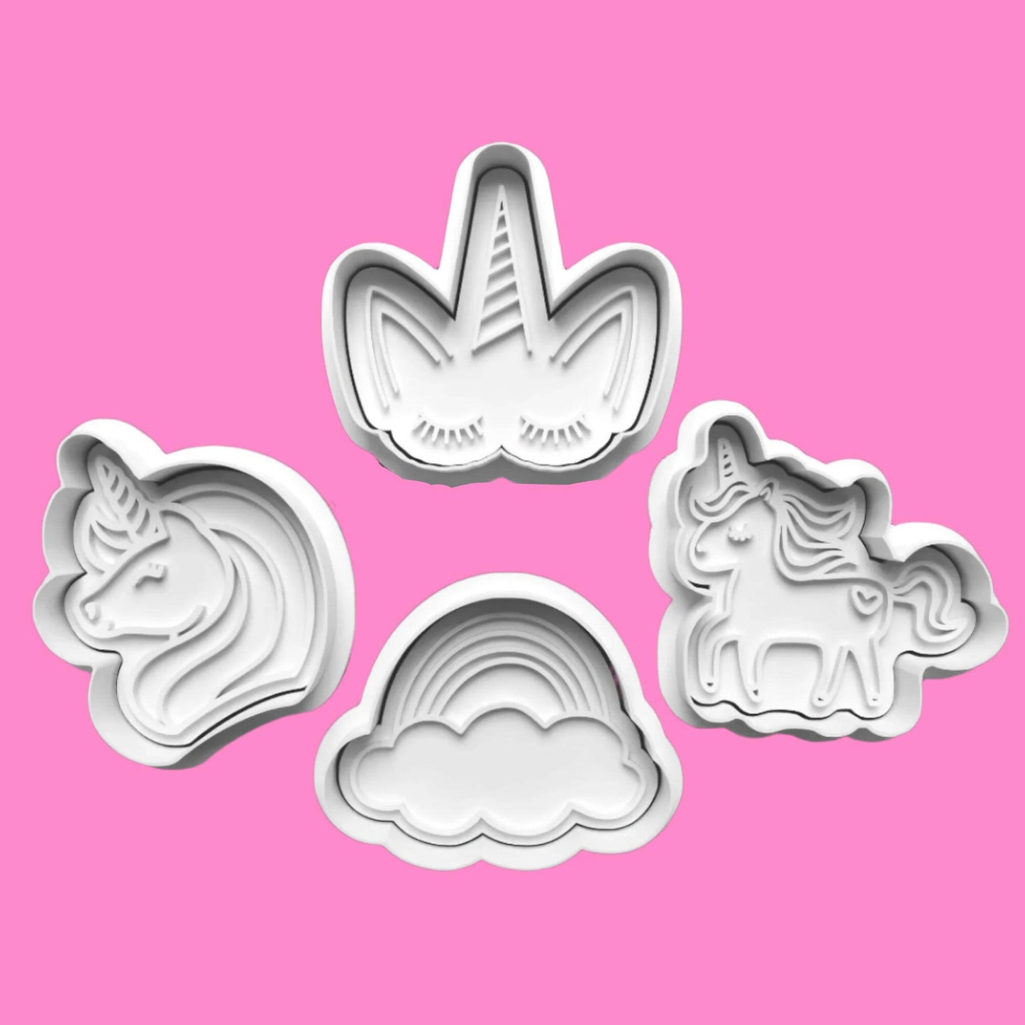 Unicorn Cookie Cutter and Embosser Set of 4 handmade item..
