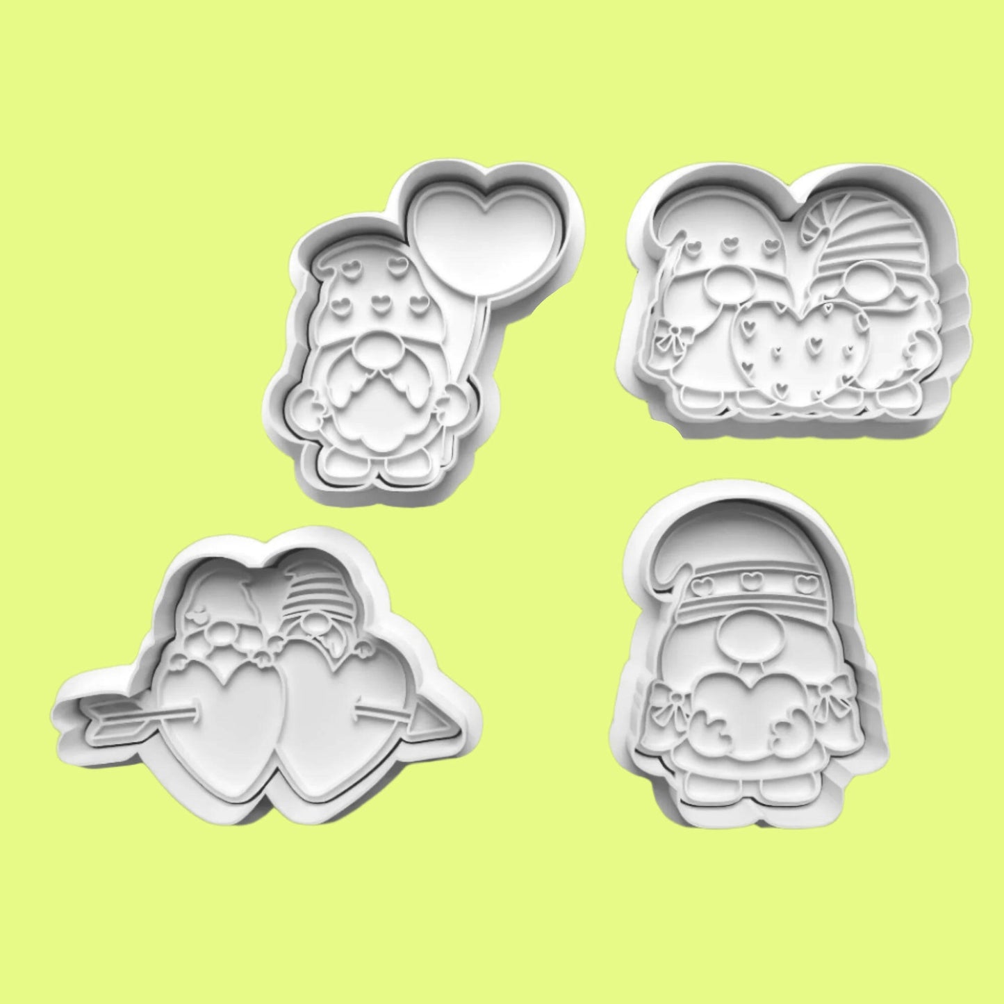 Valentines Day Gnome/Gonk Love Cookie Cutters and Embossers handmade items..
