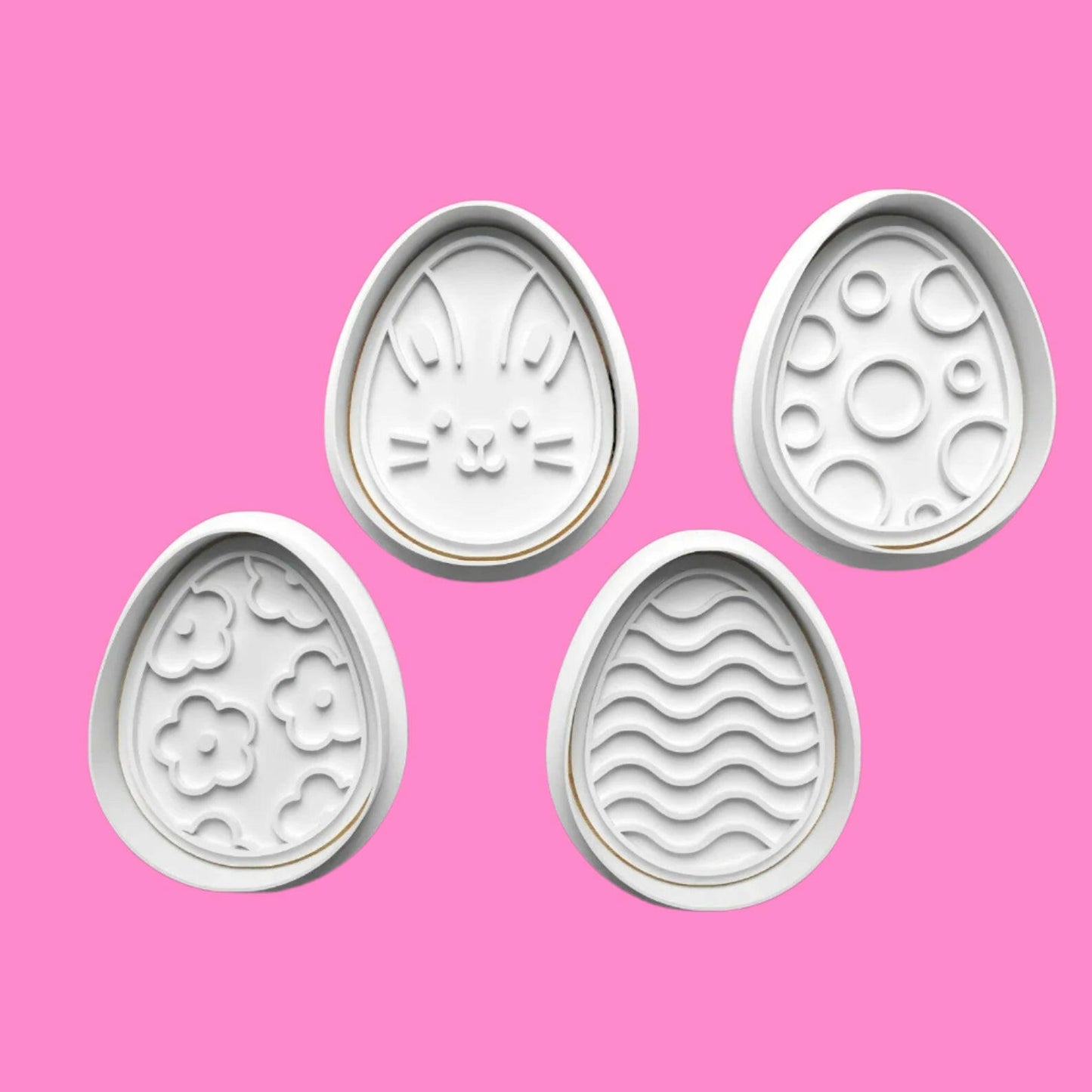 Happy Easter Egg Cookie Cutter and Embosser Set of 4 Handmade item..