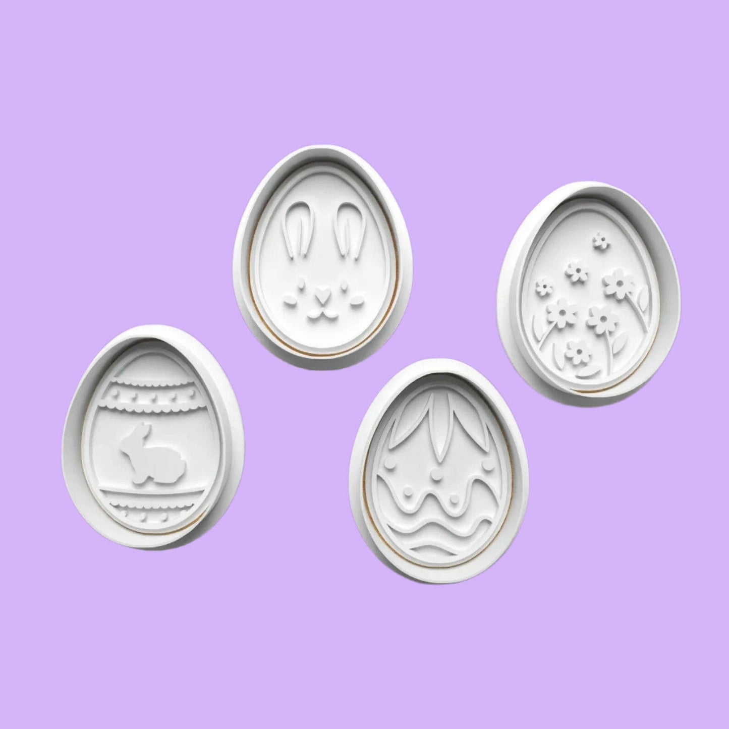 Easter Egg Cookie Cutter and Embosser Set of 4.