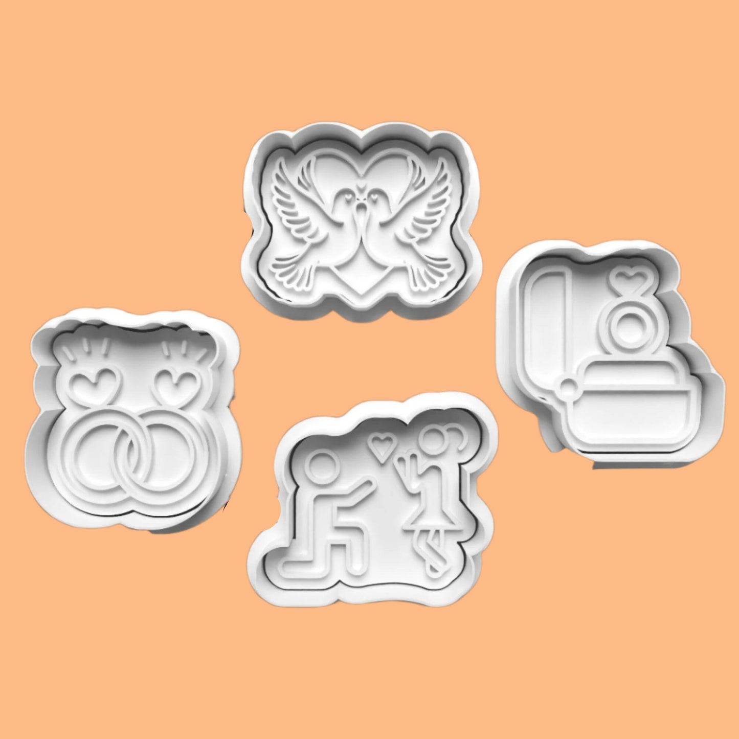 Engagment Party CelebrationCookie Cutter and Embosser Set of 4 Handmade item..