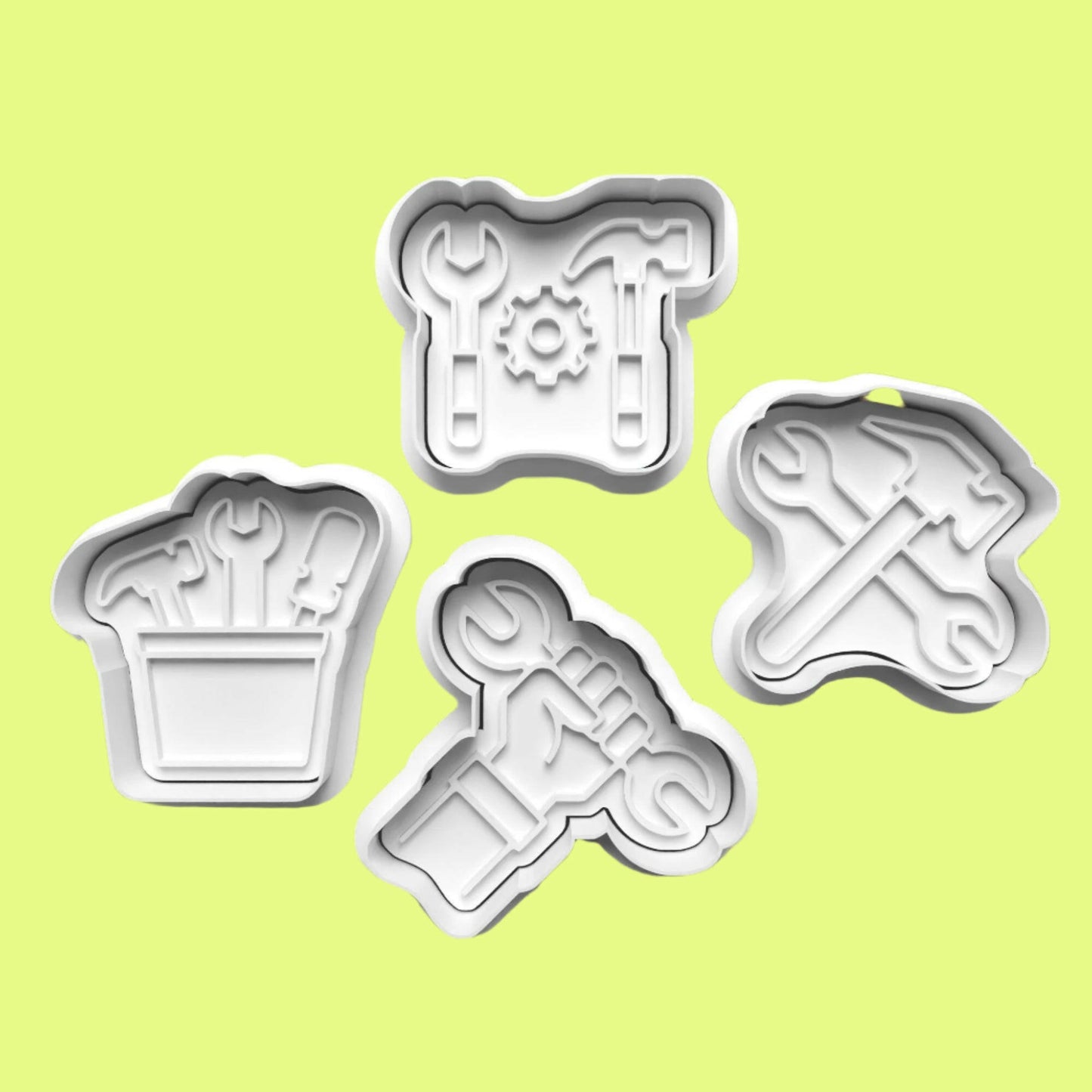 Tools Set Hammer Screwdriver Spanner complete Cookie Cutters and Embosser Set. Handmade gift item..