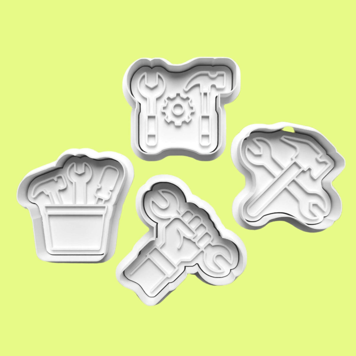 Tools Set Hammer Screwdriver Spanner complete Cookie Cutters and Embosser Set. Handmade gift item..