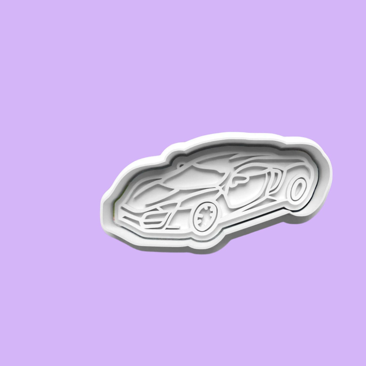 Race Car Cookie Cutter and Embosser Stamp Set in 7cm or 10cm sizes..