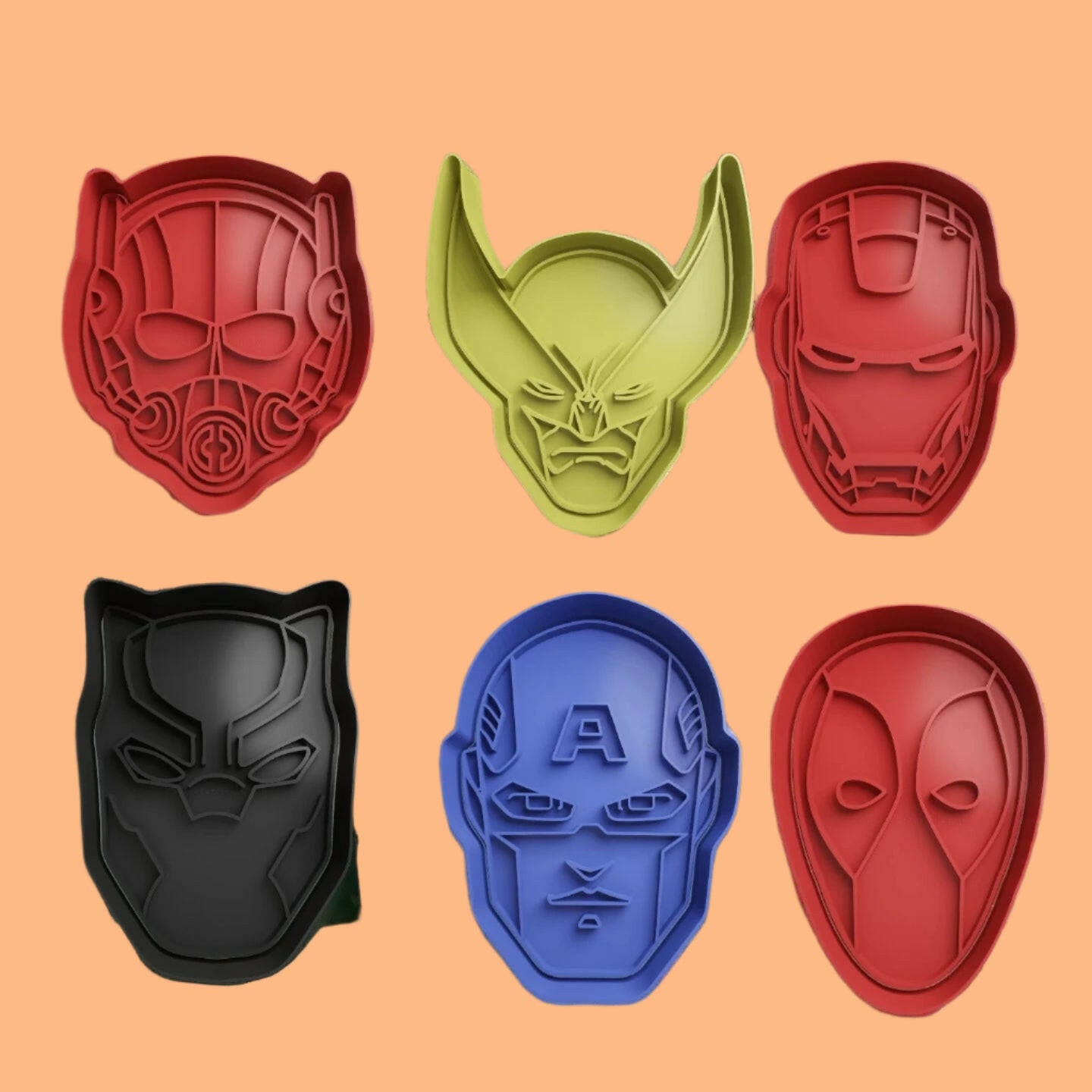 Superhero Character Heads Embosser and Cookie Cutter Set – Set of 6.