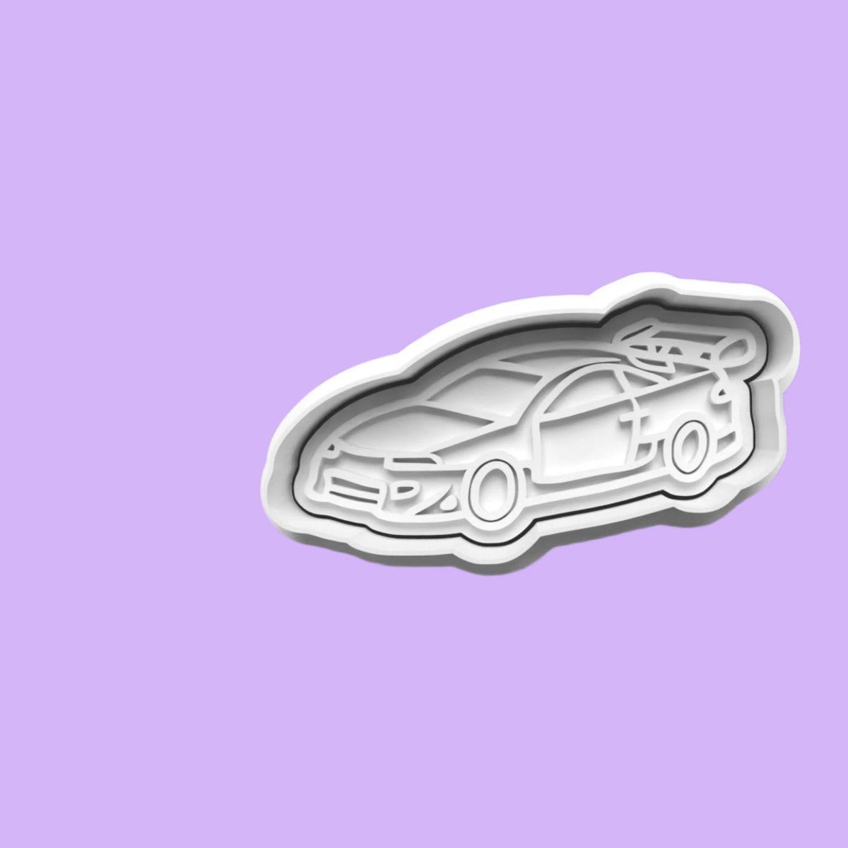 Race Car Cookie Cutter and Embosser Stamp Set in 7cm or 10cm sizes..