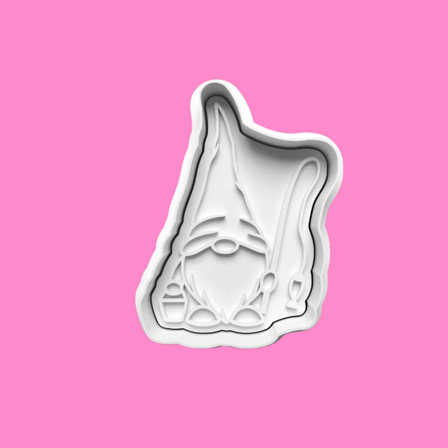 Gnomes/Gonks Go Camping complete Cookie Cutter and Embosser Set. Handmade gift item..