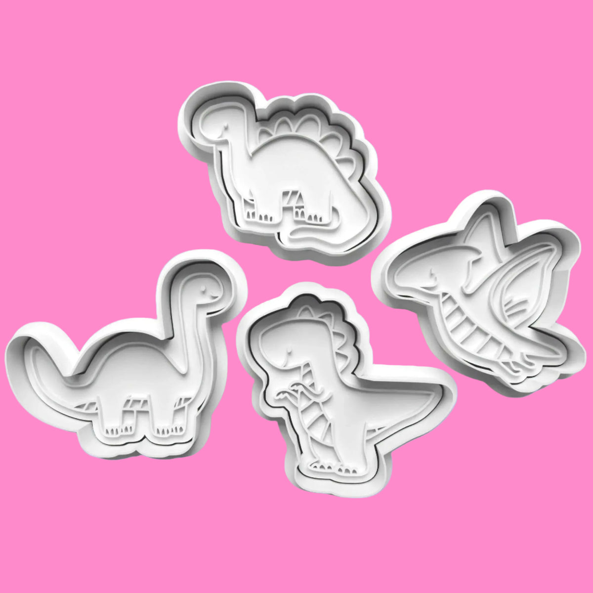 Dinosaur Cookie Cutter and Embosser Stamp Set.