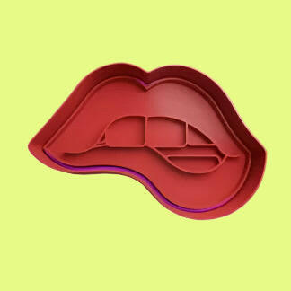 Lips Mouth Cookie Cutter and Embosser Stamp Set 8cm.