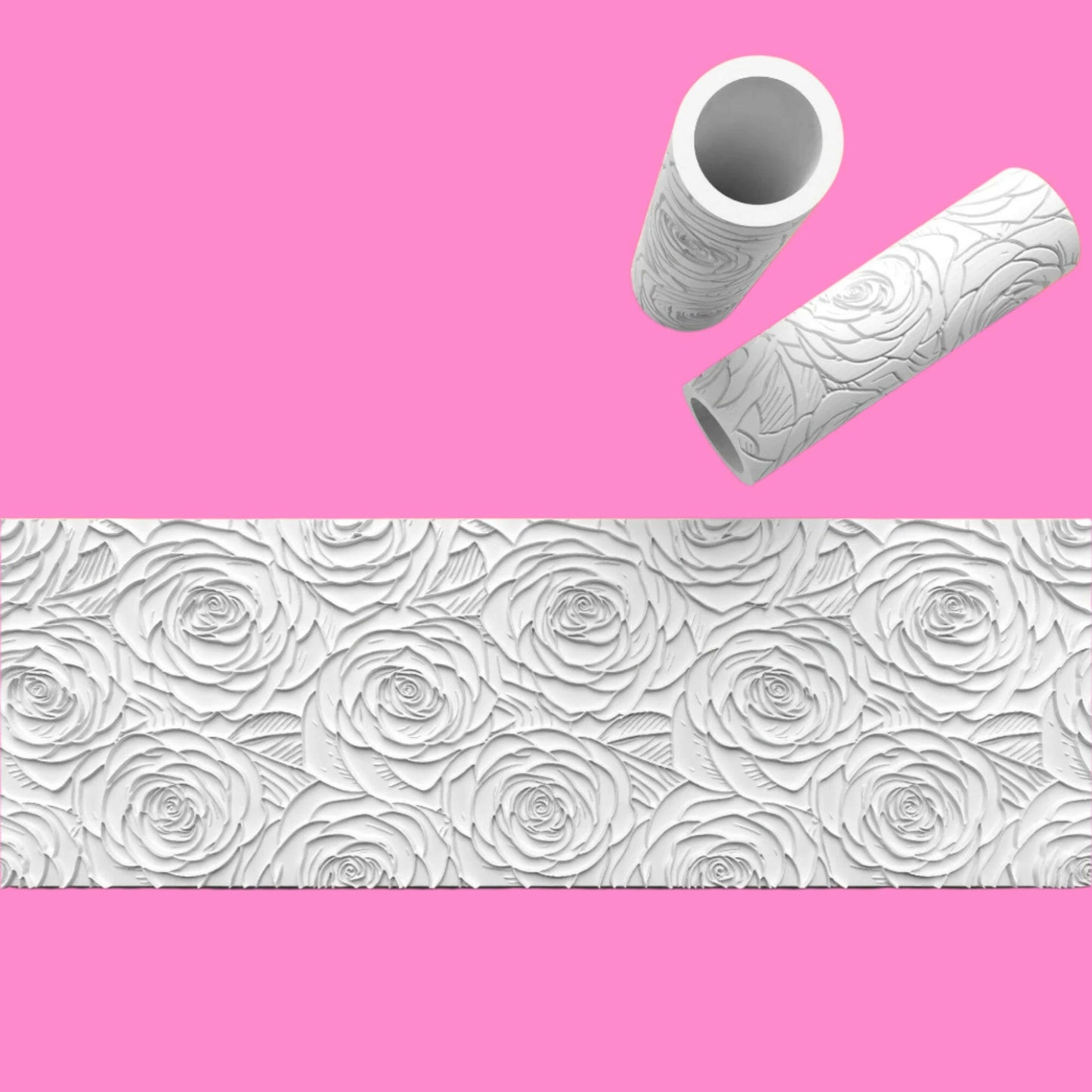 Rose Pattern Textured Rolling Pin – Emboss or Outboss Variations.