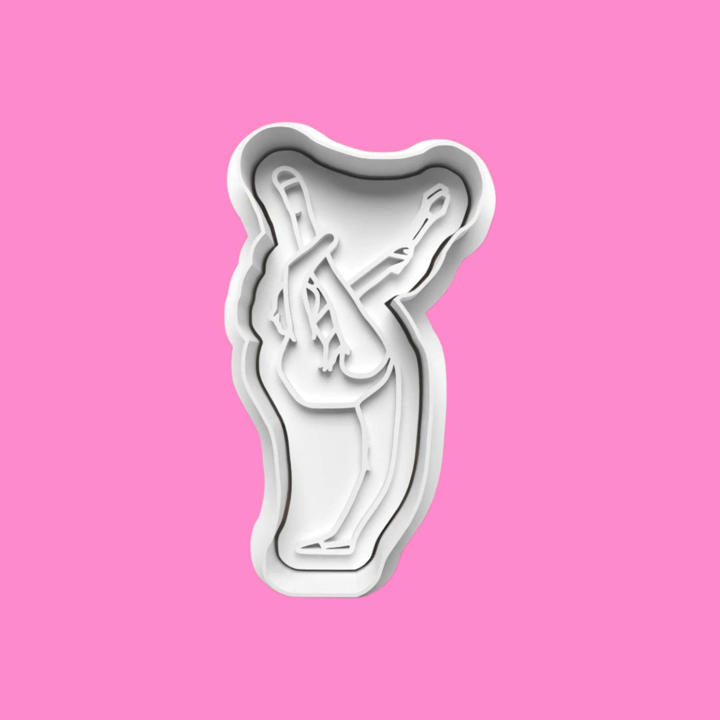 Gymnastics Cookie Cutter and Embosser Stamp Set in 7cm or 10cm sizes..