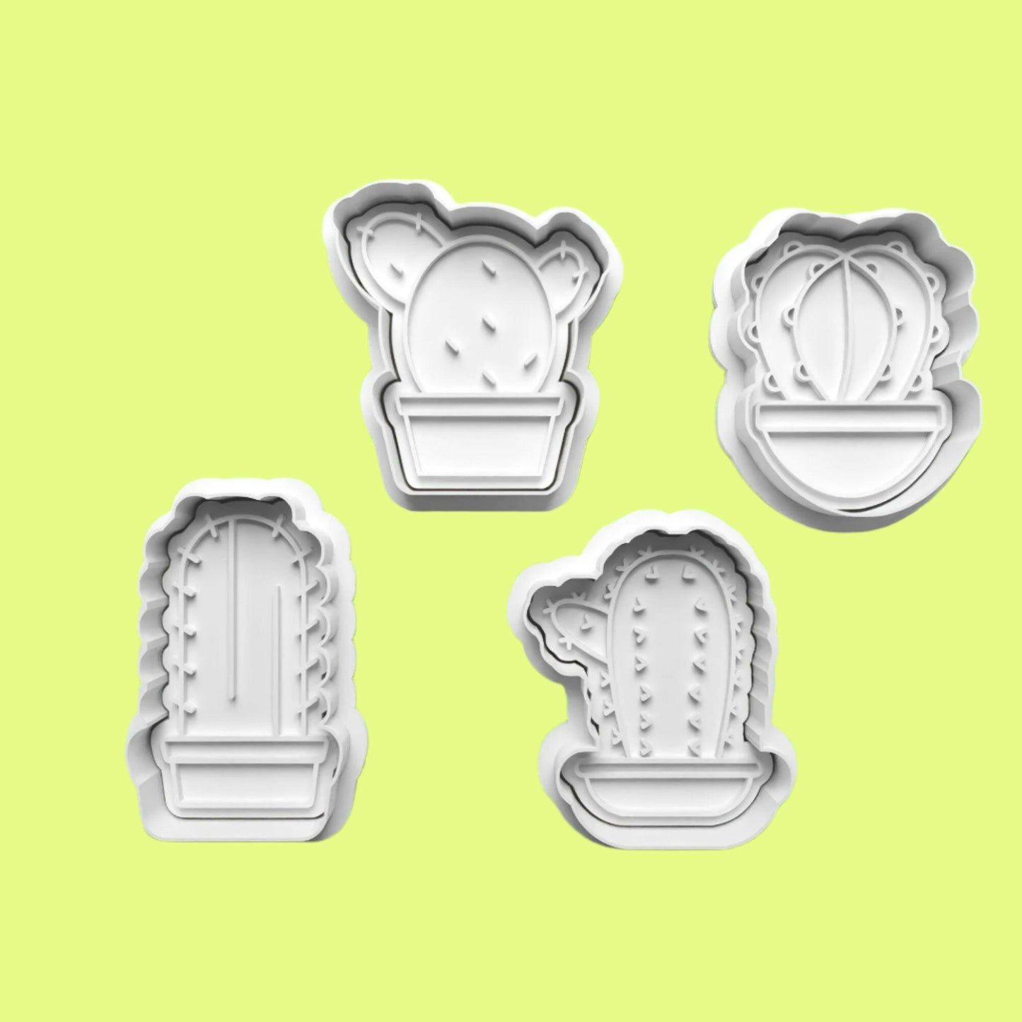Cactus-Inspired Embosser and Cookie Cutter Set – 4-Piece Desert-Themed Baking Tools.