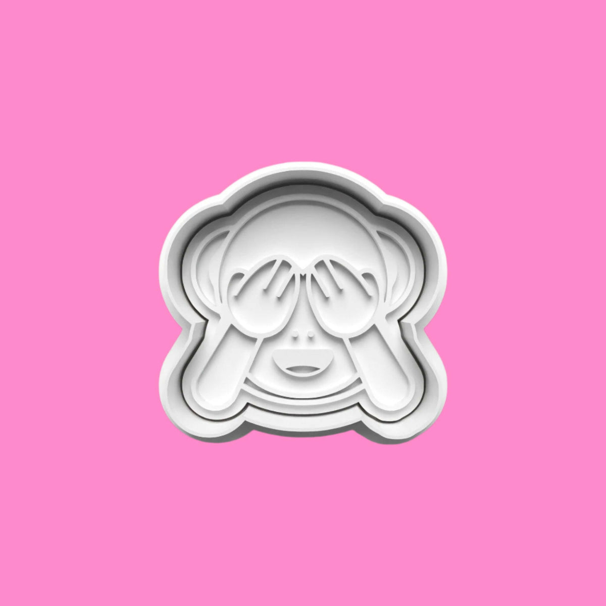 See No Hear No Speak No Monkey Cookie Cutter and Embosser Stamp Set. Handmade gift item..