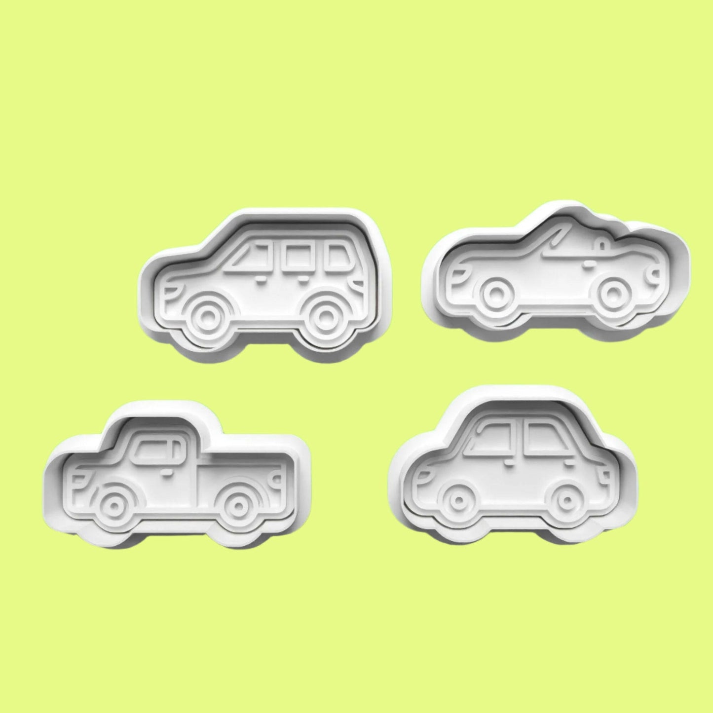 Mixed Motorcars Cookie Cutter and Embosser Stamp Set. Handmade gift item..