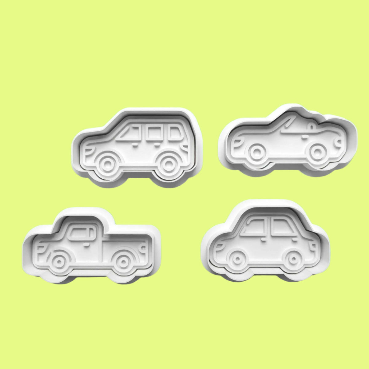 Mixed Motorcars Cookie Cutter and Embosser Stamp Set. Handmade gift item..