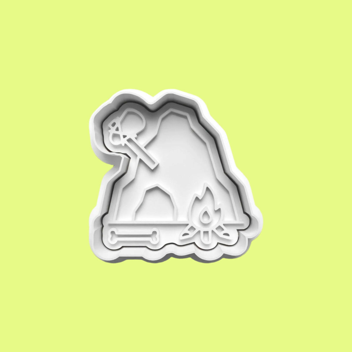Prehistoric Stone Age Cookie Cutter and Embosser Stamp Set. Handmade gift item..