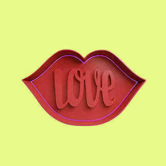 Lips Mouth Cookie Cutter and Embosser Stamp Set 8cm.