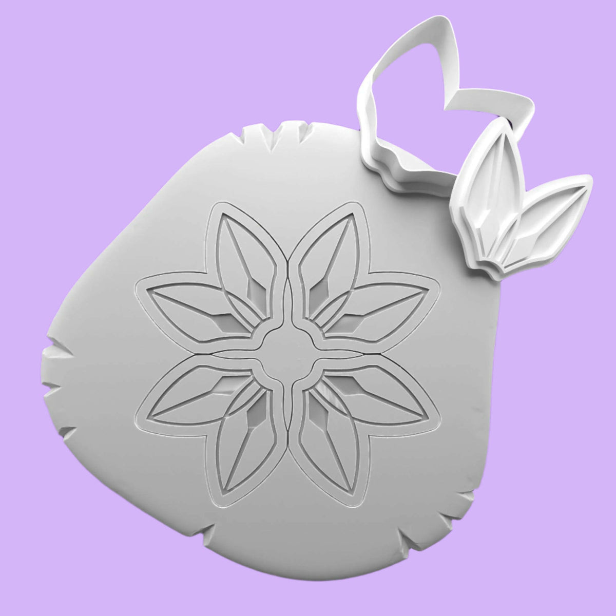 Flower Cookie Platter Cutter and Embosser Stamp Complete Set.
