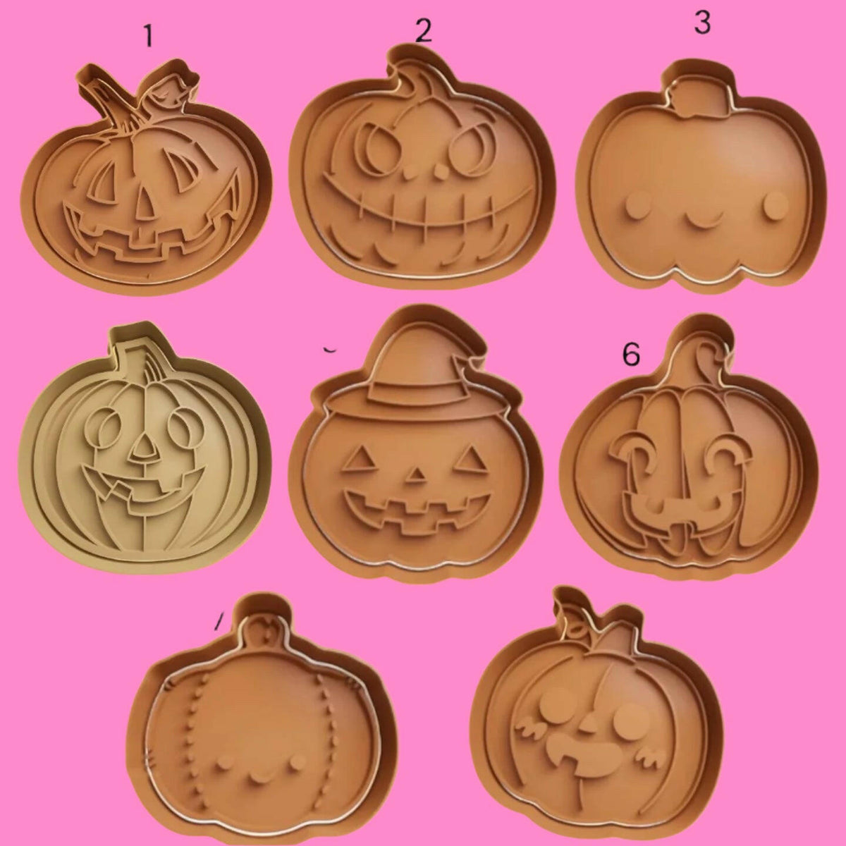 Various Halloween Pumpkin Cookie Cutter and Embosser Stamp.