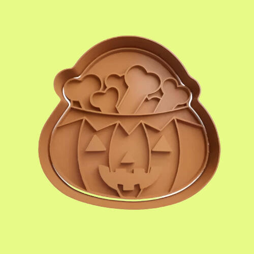 Dog Halloween Pumpkin Cookie Cutter and Embosser Stamp Complete Set.