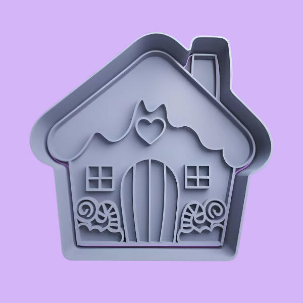 Gingerbread House Love Heart and Candy Canes Set 2 Cookie Cutter and Embosser Set.