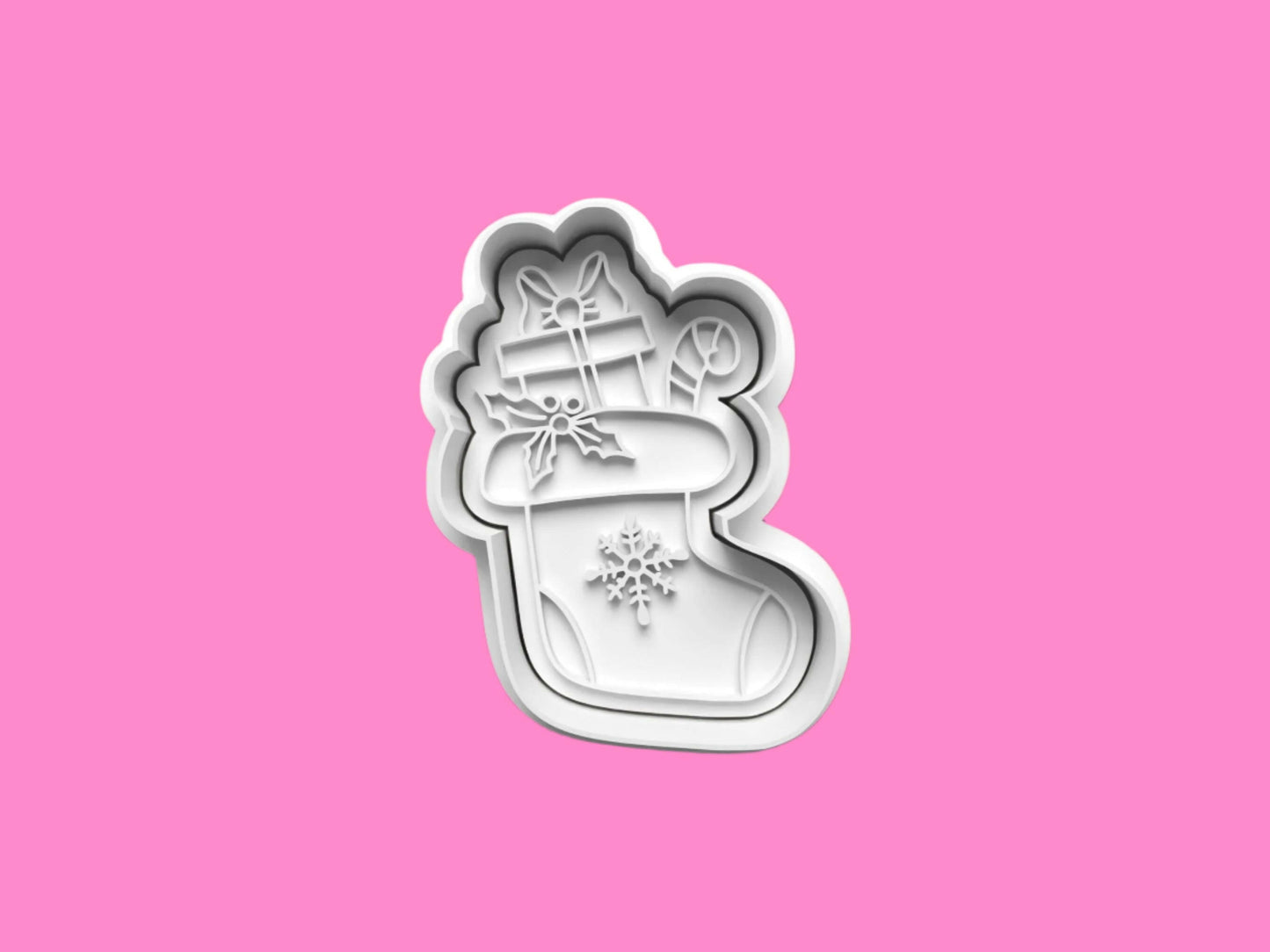 Christmas Stockings Cookie Cutter and embosser stamp set..