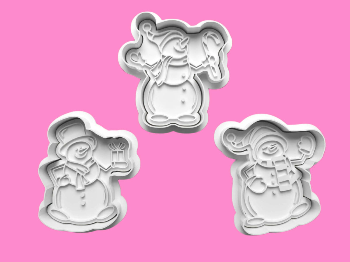 Christmas Snowmen Cookie Cutter and embosser stamp set..