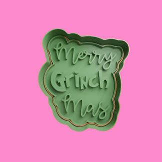 Merry Grinch Mas Cookie Cutter and Embosser Stamp Complete Set.
