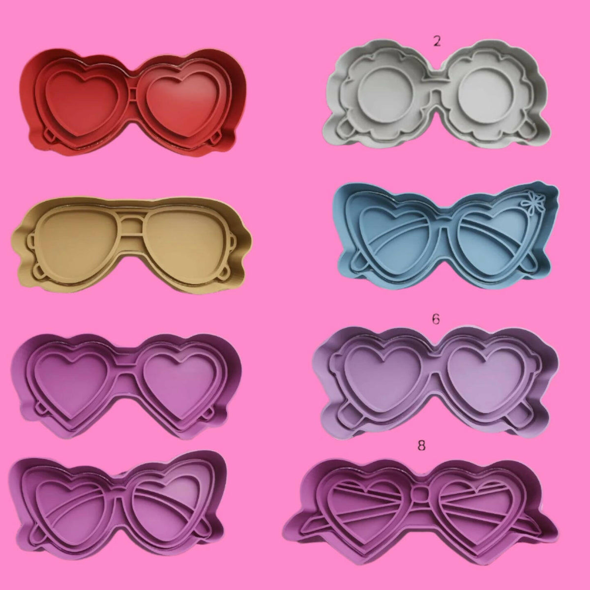 Various Glasses Cookie Cutter and Embosser Stamp.