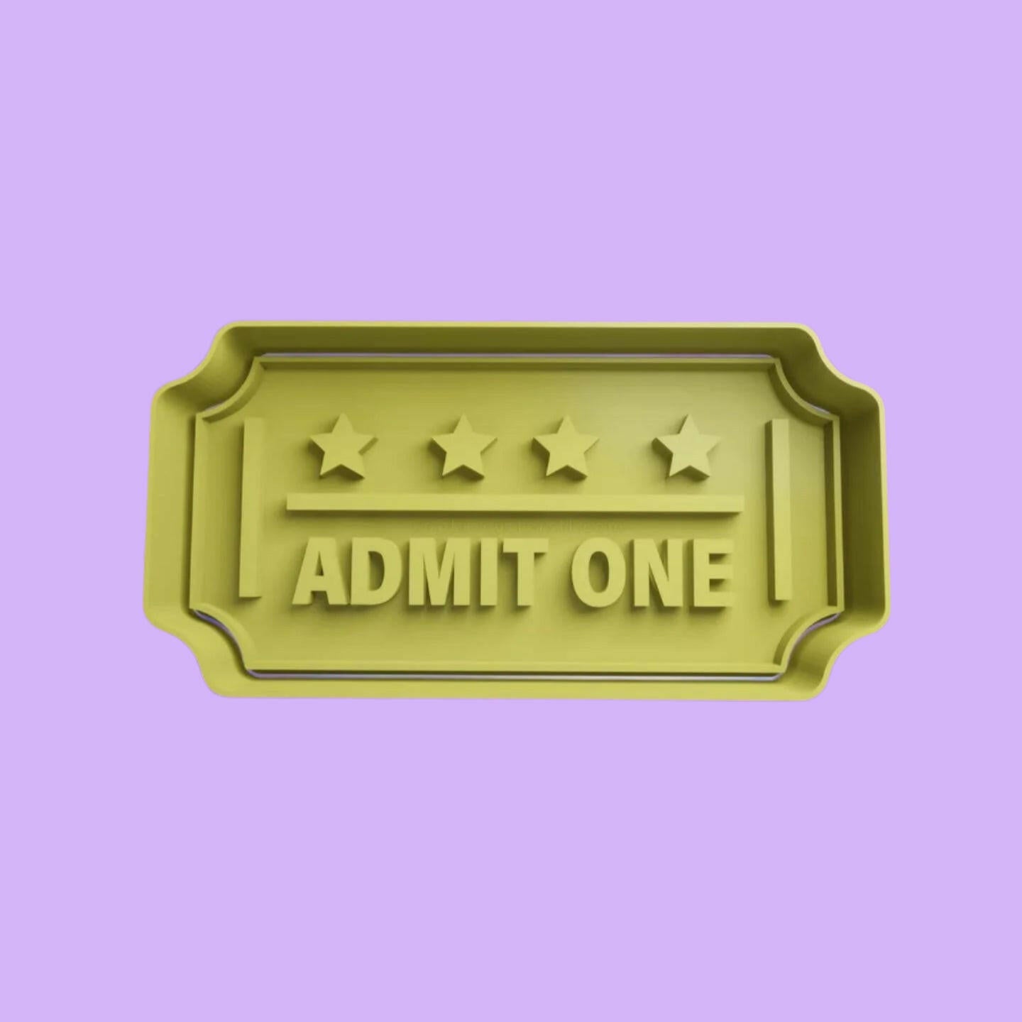 Admit One Ticket Embosser and Cookie Cutter – 8.7 cm x 4.6 cm.