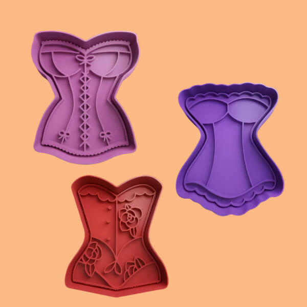 Corset Design Embosser and Cookie Cutter Set – Elegant Baking Tools.
