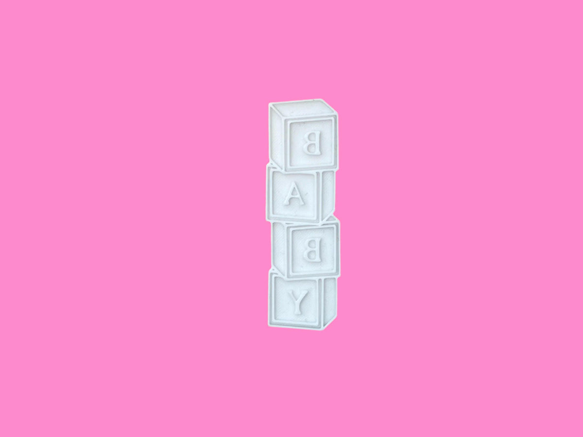 Baby Block Embosser and Cookie Cutter Set – "Baby" "Girl" and "Boy" Designs, 10 cm.