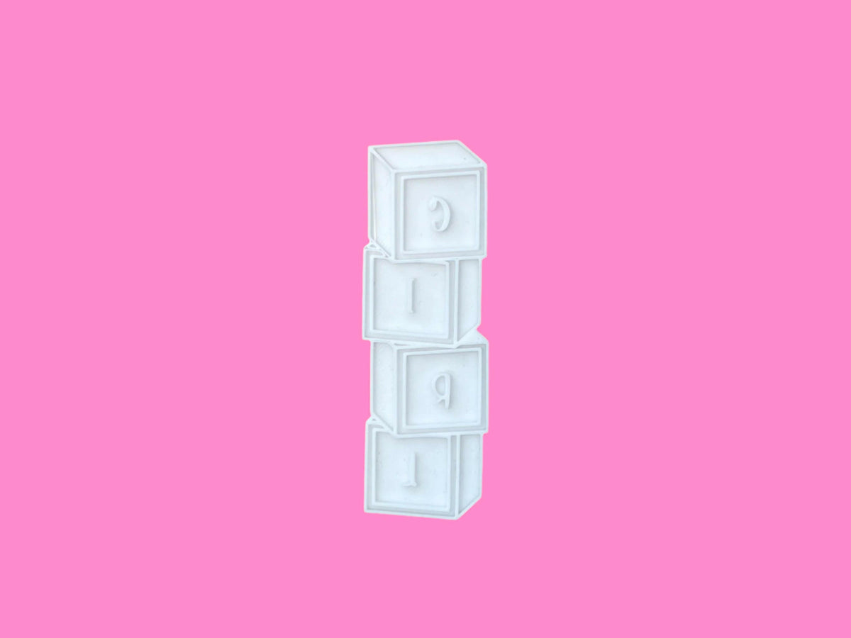 Baby Block Embosser and Cookie Cutter Set – "Baby" "Girl" and "Boy" Designs, 10 cm.