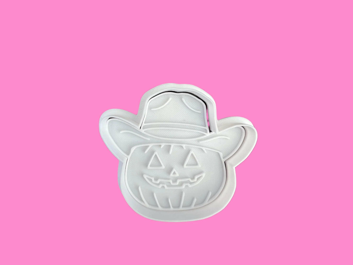 Cowboy Halloween Pumpkin Cookie Cutter Set – 3-Piece Western-Themed Baking Tools.