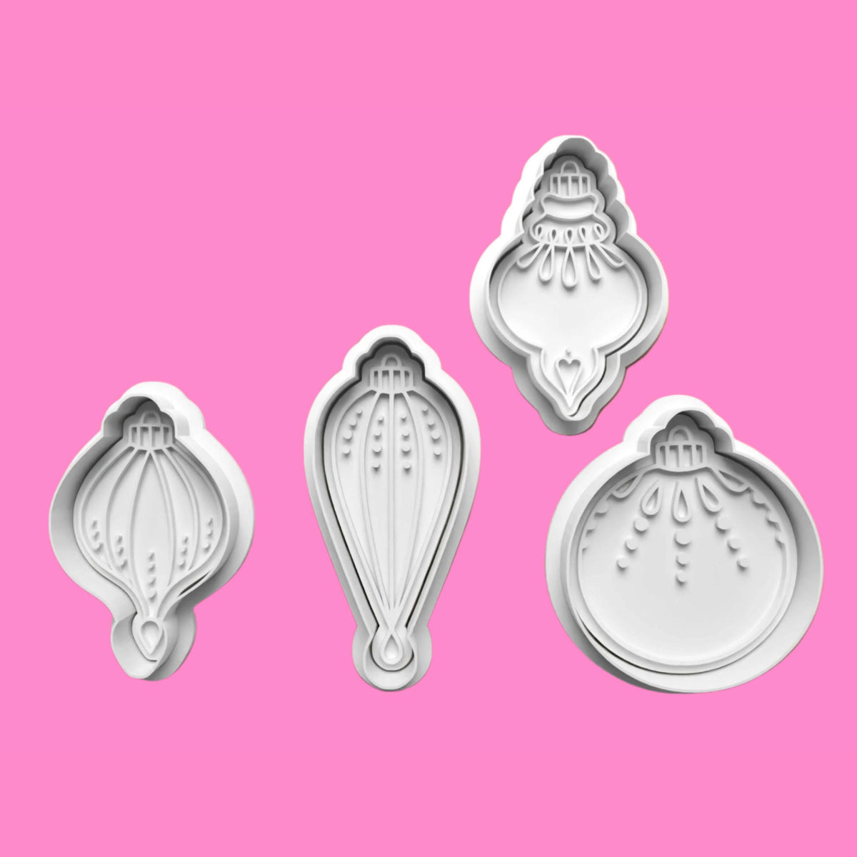 Christmas Baubles Cookie Cutter and embosser stamp set..