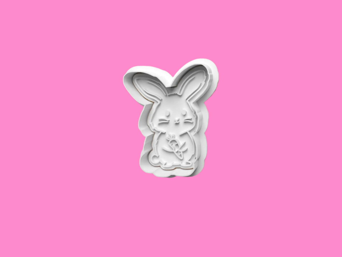 Happy Easter Bunny Cookie Cutter and Embosser Set of 4 handmade item..