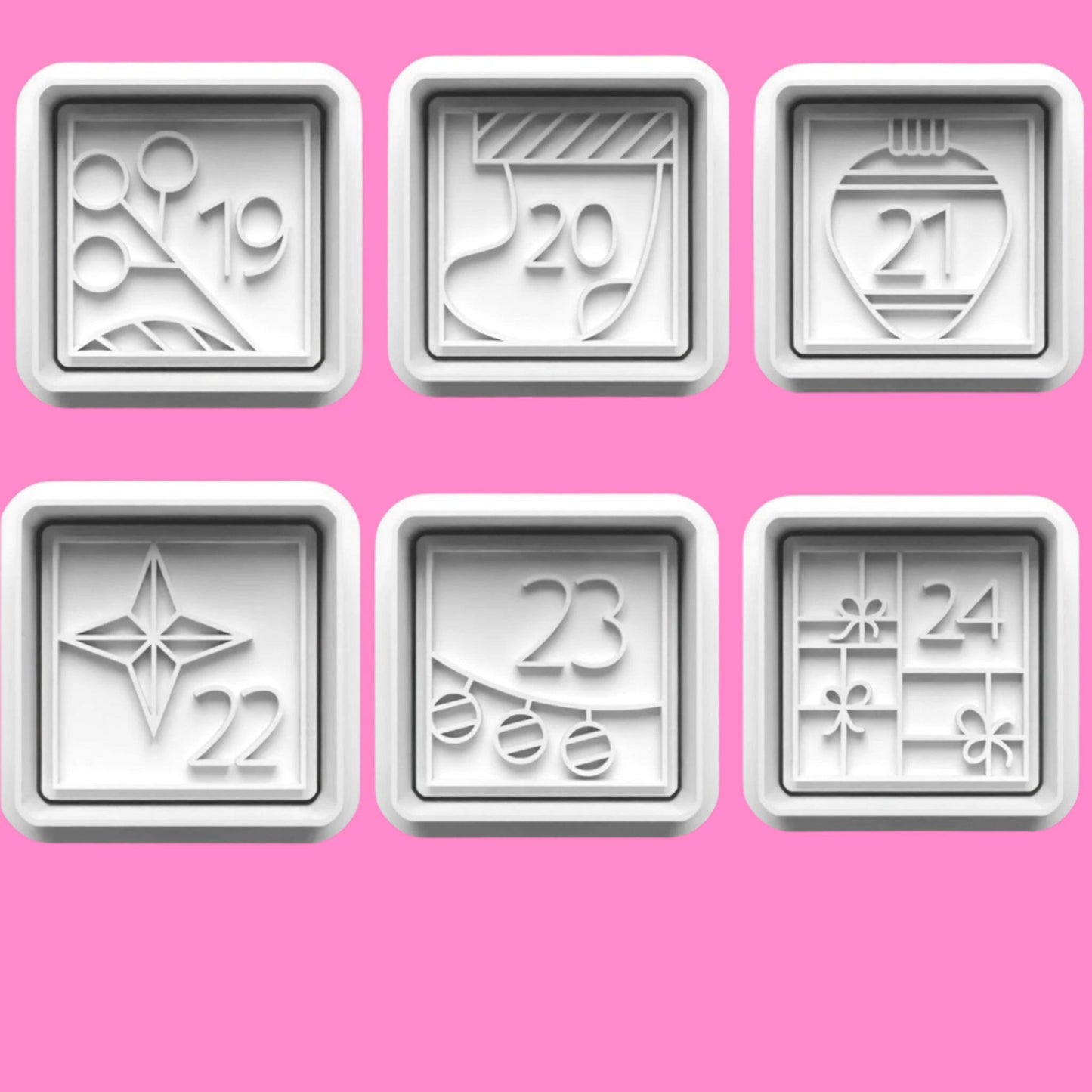 Christmas Advent Calendar Cookie Cutter and embosser stamp set..