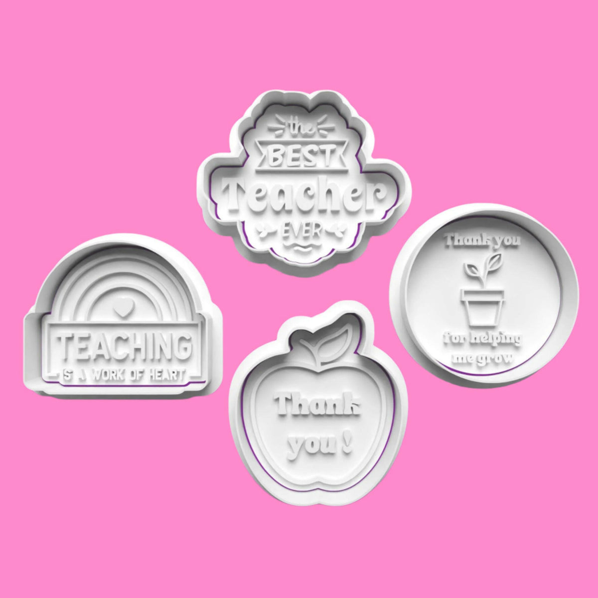 Teacher Thank You Cookie Cutter and Embosser Stamp Set. Handmade gift item..