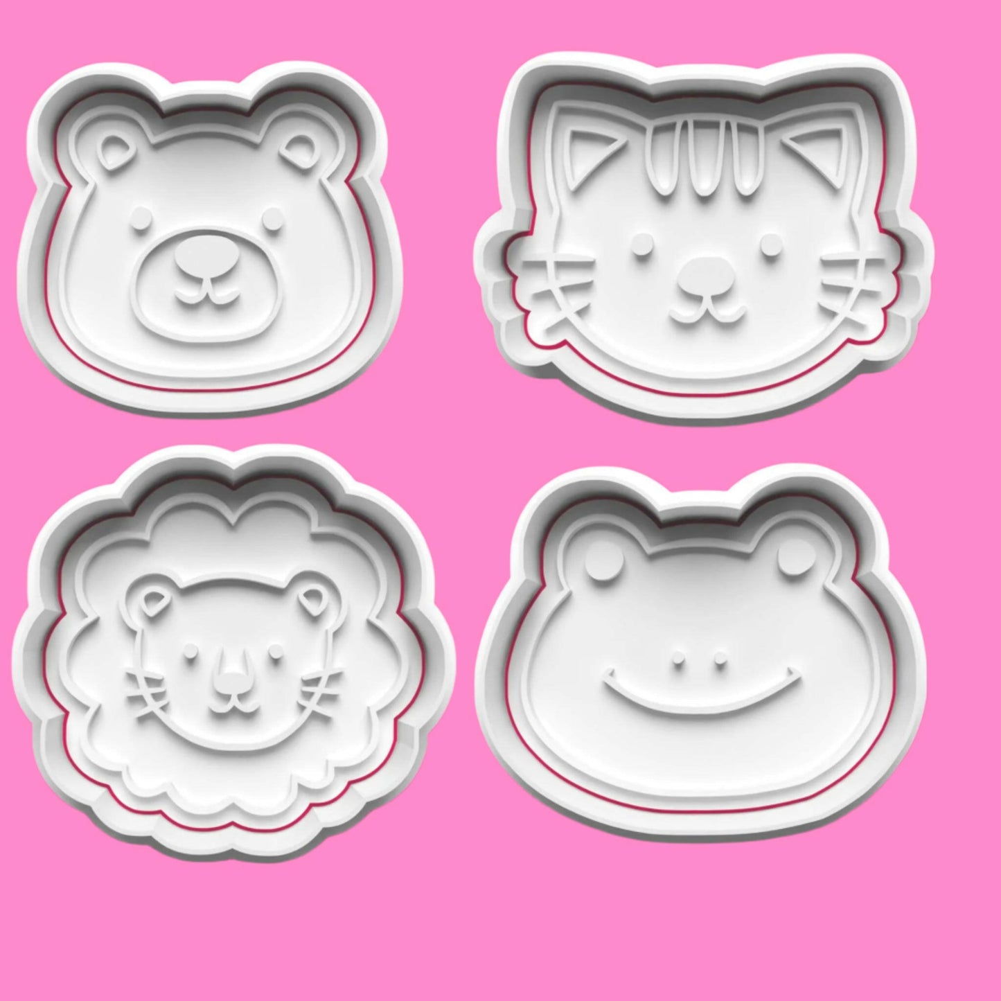 Animal Heads Bulk complete set of 20 Cookie Cutters and Embosser Set. Handmade gift item..