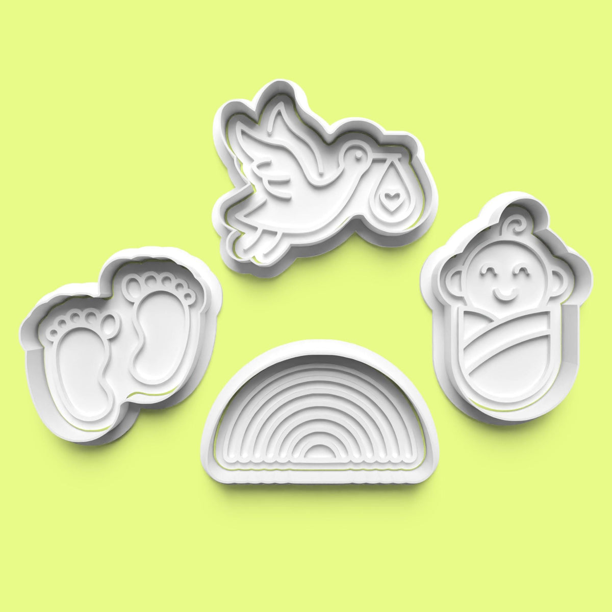 New Born Baby complete Cookie Cutter and Embosser Stamp Set.