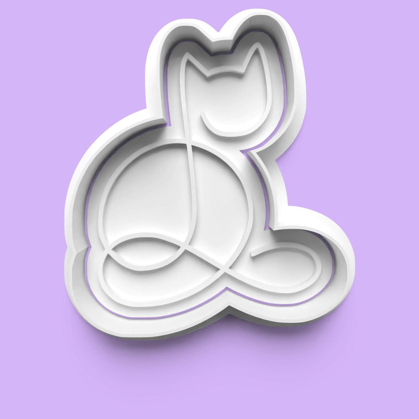 Cat Line Art complete Cookie Cutter and Embosser Stamp Set..