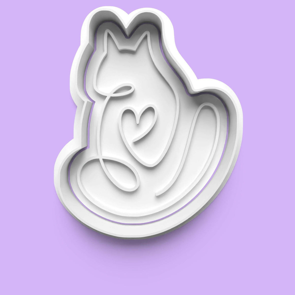 Cat Line Art complete Cookie Cutter and Embosser Stamp Set..