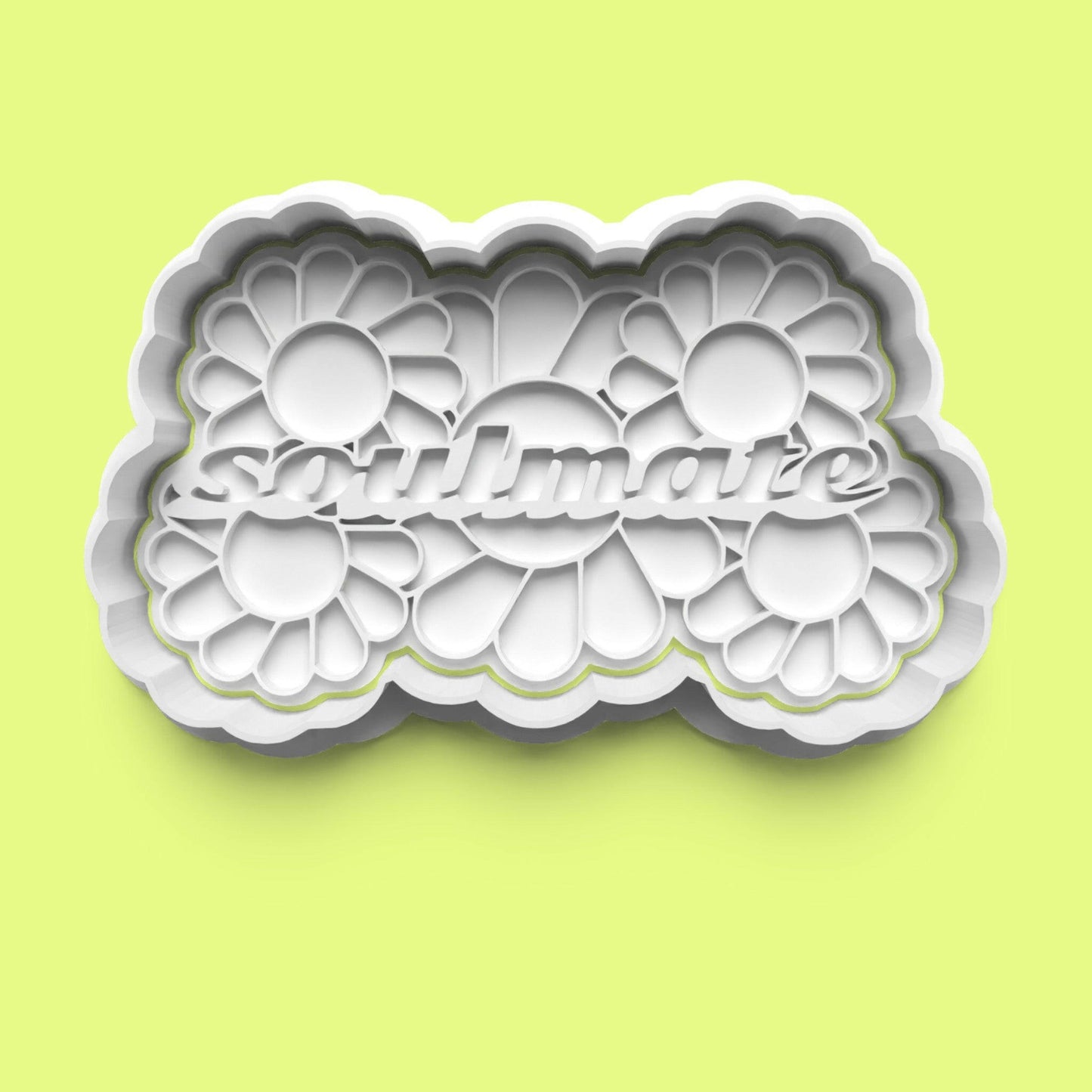 Soulmate Font with Flower Head Cookie Cutter Set – Elegant Typography Baking Tools.