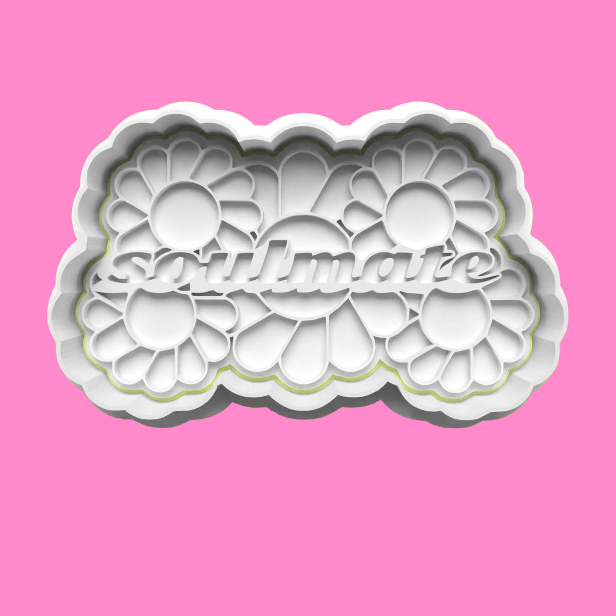 Soulmate Font with Flower Head Cookie Cutter Set – Elegant Typography Baking Tools.