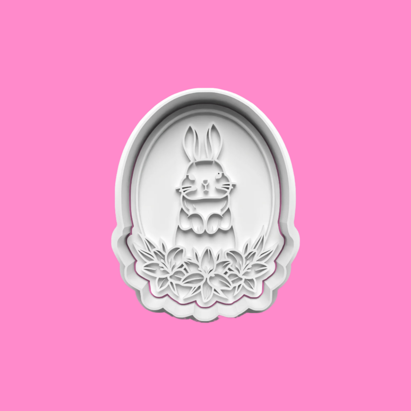 Easter Rabbit with Floral Display Cookie Cutter – Charming Springtime Baking Tool.