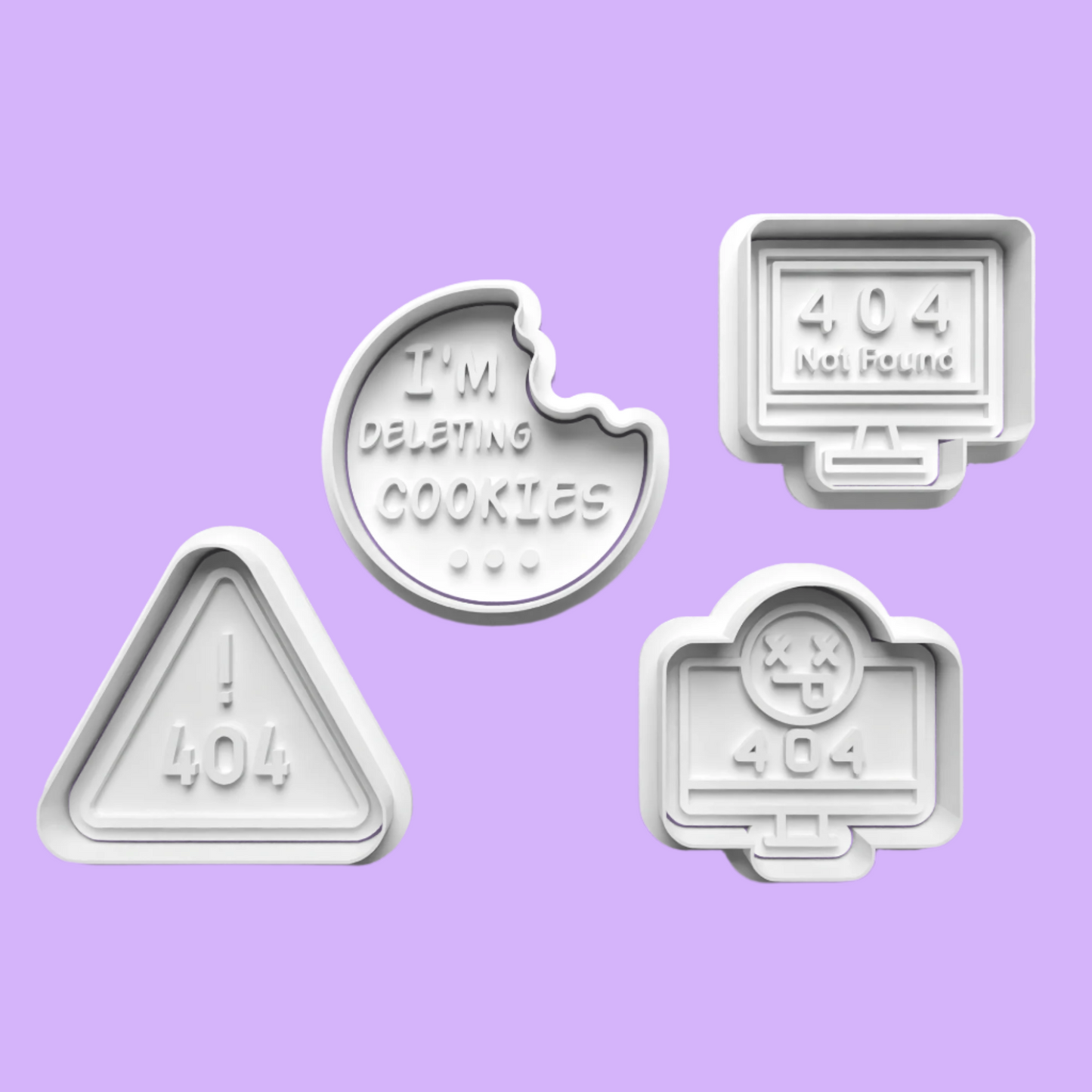 404 Error Cookie Cutter Set – 4-Piece Tech-Themed Baking Tools.