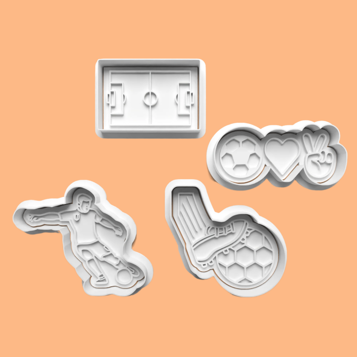 Football-Themed Embosser and Cookie Cutter Set – 4-Piece Sports Baking Tools.